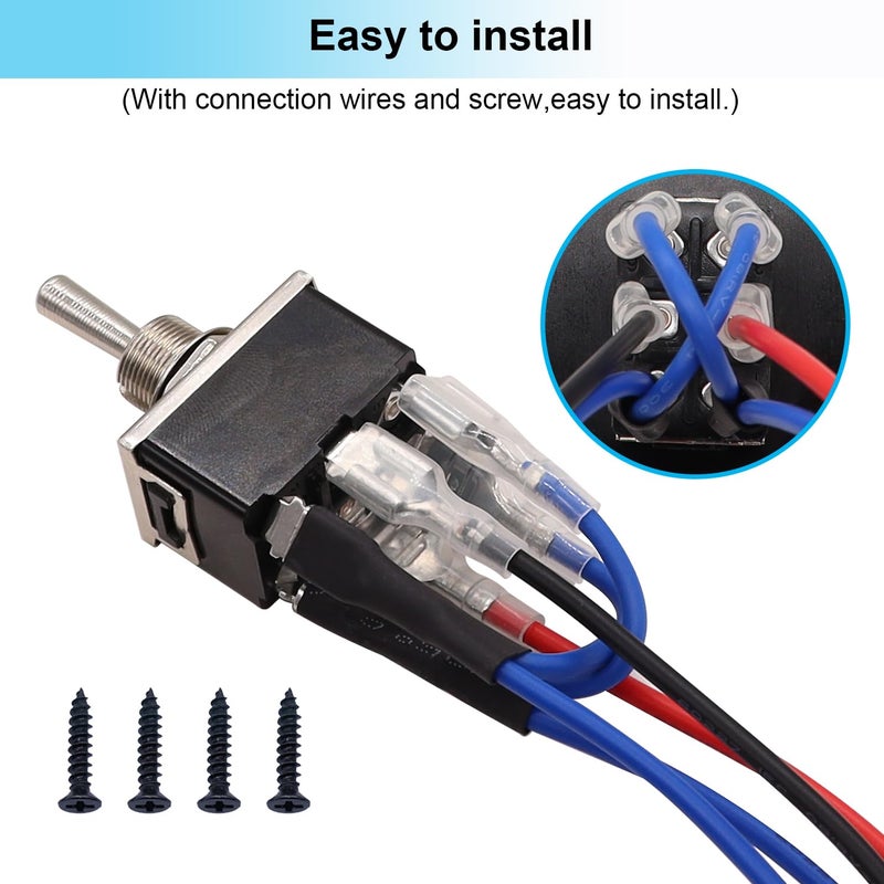 TWTADE Rocker Toggle Switches Momentary 6 Pin 3 Position (ON)-Off-(ON) UP/Down Polarity Reverse Switch with Panel,Wires and Waterproof Cap - Image 4